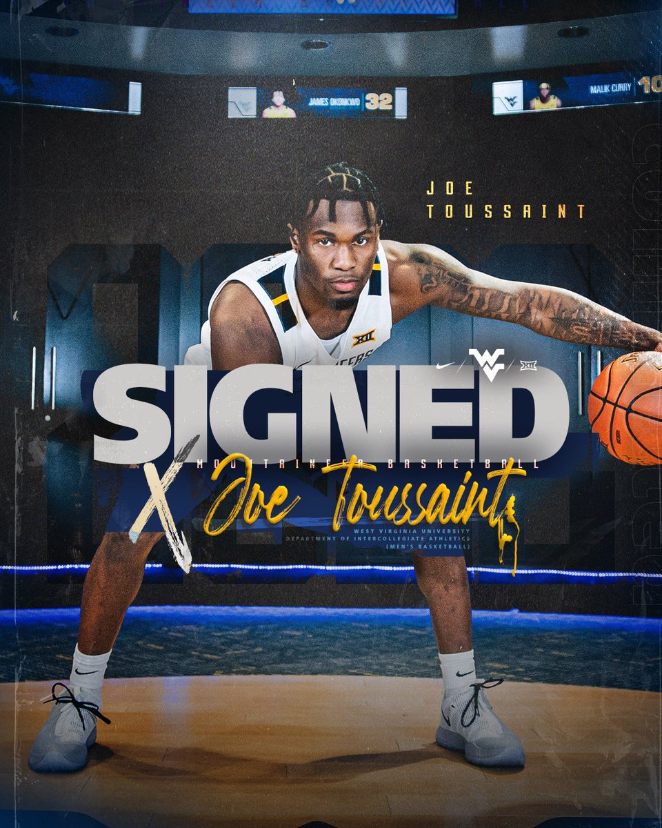 WVUhoops's tweet photo. 🚨Signing Alert 🚨 

@CoachHuggs has announced the signing of @jtoussaint_2‼️

▶️ https://t.co/PIZQRjprBe

#HailWV https://t.co/u39MMxp2u4