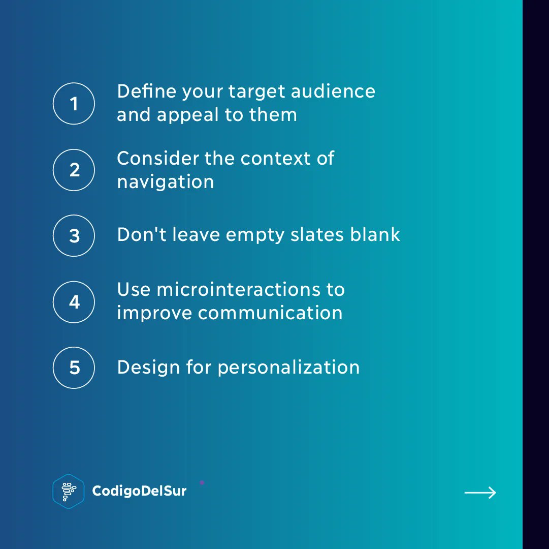 codigodelsur's tweet photo. Have you ever stopped to consider how easily you can ditch a product when your experience as a user is less than ideal? We've all been there, so these are just a few things to consider when designing a good UX!
#UXUIDesign #RockstarCoders #UXDesign #UXdesigntips https://t.co/5EVOPCCR37