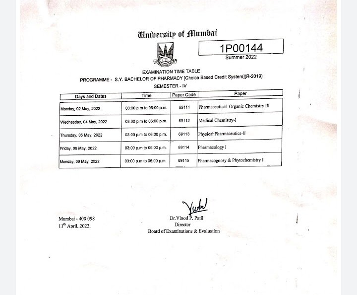 Mohammed_Hzk's tweet photo. Offline Semester after two years and this is the Timetable for a professional course.. We request @Uni_Mumbai to please give us atleast one or two day's gap between exams

#mu_reschedule_pharmacy_exams

@Uni_Mumbai @samant_uday @AuThackeray @CMOMaharashtra https://t.co/gpziiMLhIR