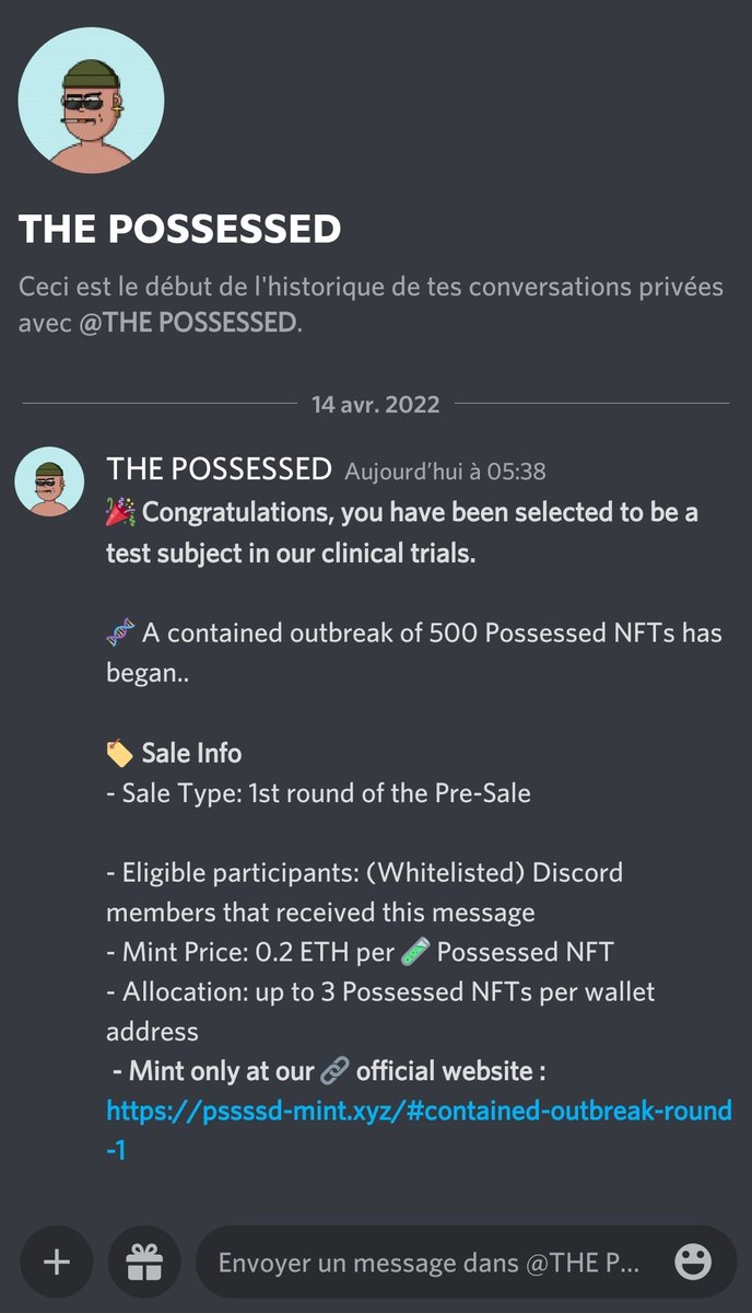 🚨Scam Alert🚨
DISCORD Rules #5 : No one from the Lab team will ever DM you. Please turn off all DM's. All announcements will be posted in the correct channels. 
<a href="/ThePossessedNFT/">pssssd</a> <a href="/PssssdLabReport/">Previous Lab Report Username</a>
 @nftbrav0 <a href="/tmw_buidls/">tmw</a> <a href="/whatthefurr/">Joe (c,c,c)</a>