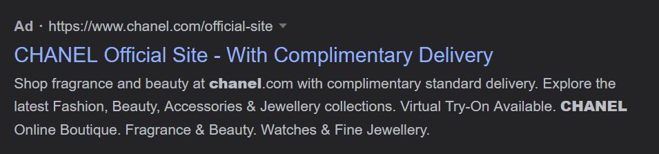 Loving the choice of words from <a href="/CHANEL/">CHANEL</a>, offering "complimentary delivery". Ecommerce effectiveness meets branding genius. | XP