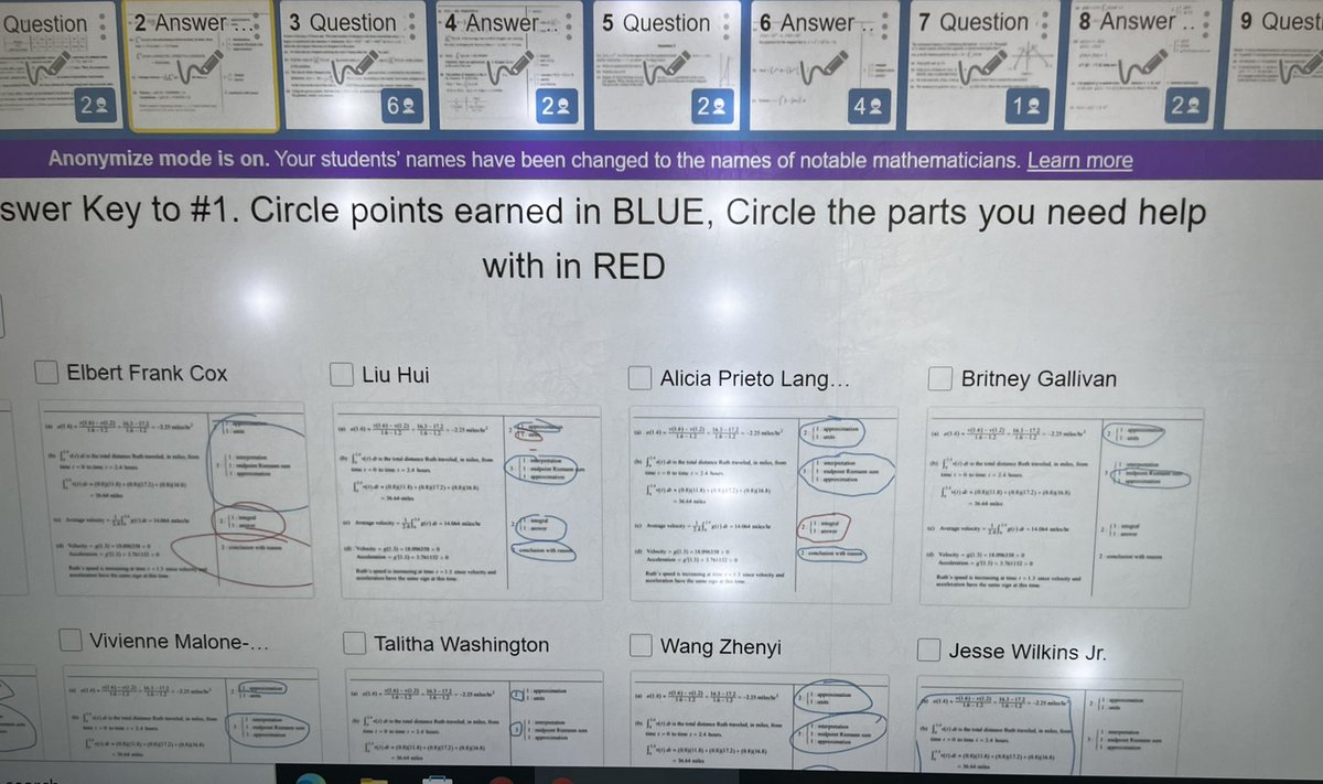 maslowmath's tweet image. I love using Desmos Activities for AP Calc FRQs and having the students indicate where they are earning points and where they are struggling on the answer keys