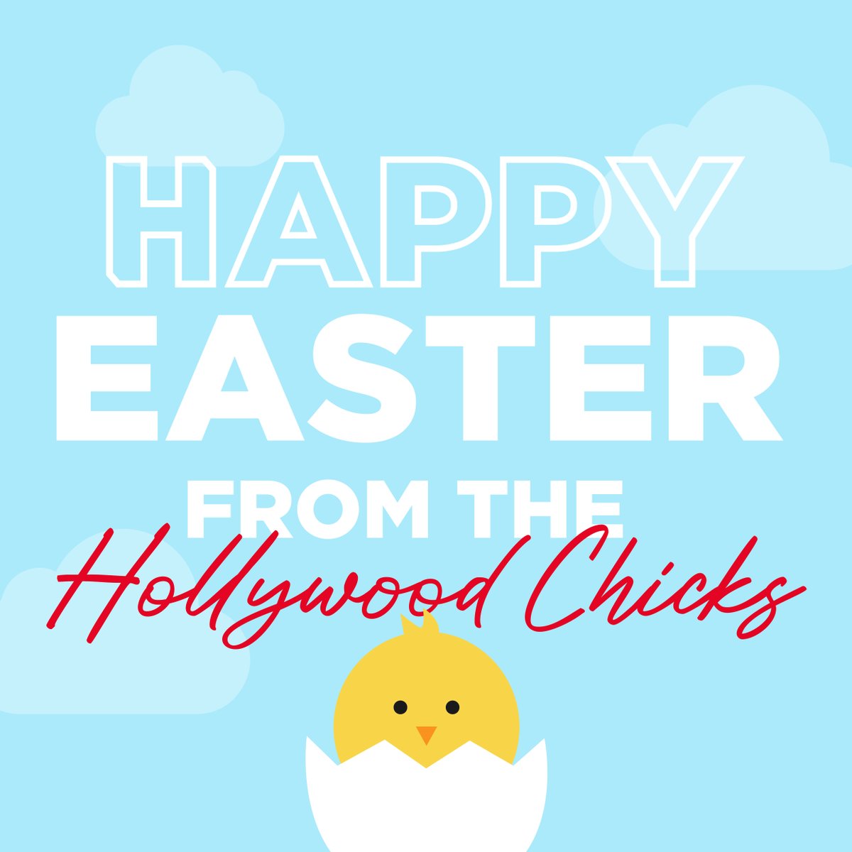 Happy Easter from the Hollywood Chicks! 🐣

Our studio is now closed until 9am on Tuesday - enjoy the bank holiday weekend 🐰.