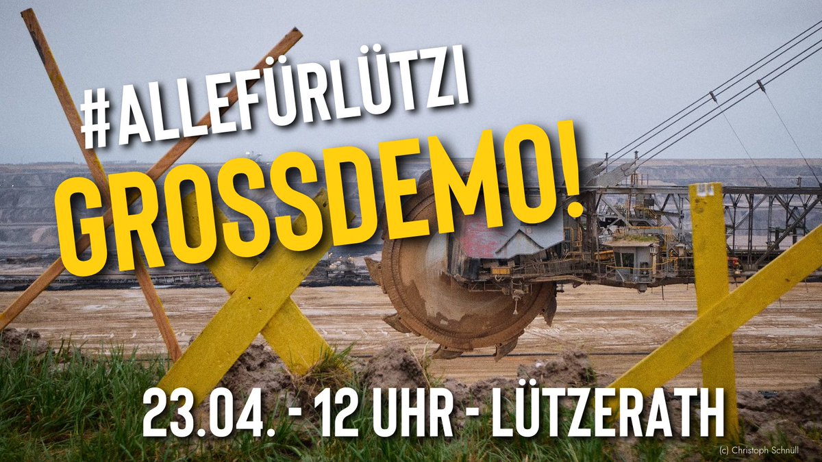 Wir sehen uns am 23.4. auf der Großdemo in #LützerathBleibt. Auf unserer Website findet ihr viele Infos zu gemeinsamen Anreisen, es werden ständig mehr! #AlleFürLützi💛 
👉 alle-doerfer-bleiben.de/demo/