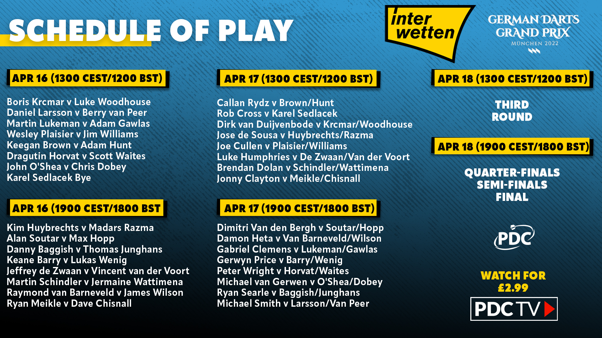 PDC Darts on Twitter "𝗧𝗵𝗲 𝗘𝘂𝗿𝗼 𝗧𝗼𝘂𝗿 𝗶𝘀 𝗕𝗔𝗖𝗞! 🇩🇪 The 2022 German Darts