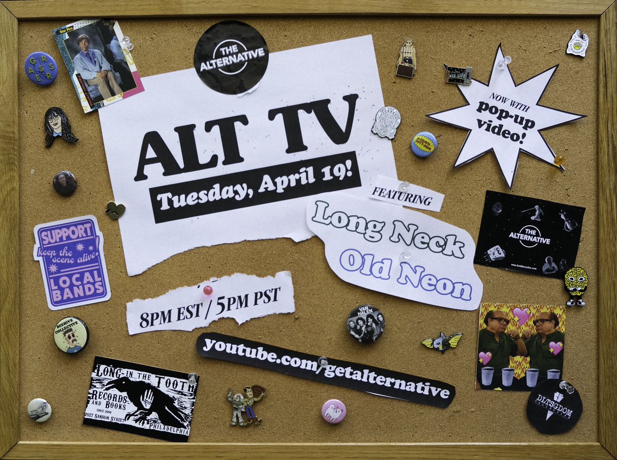 GetAlternative's tweet image. ALT TV is back on Tuesday, April 19, with @LongNeckLass, @oldneonmusic, and POP-UP VIDEO! 💥We’ve got great new videos from @reliefmaprecs, @Pdaddynthehyena, @talkerceleste, and so much more. See you on Tuesday!