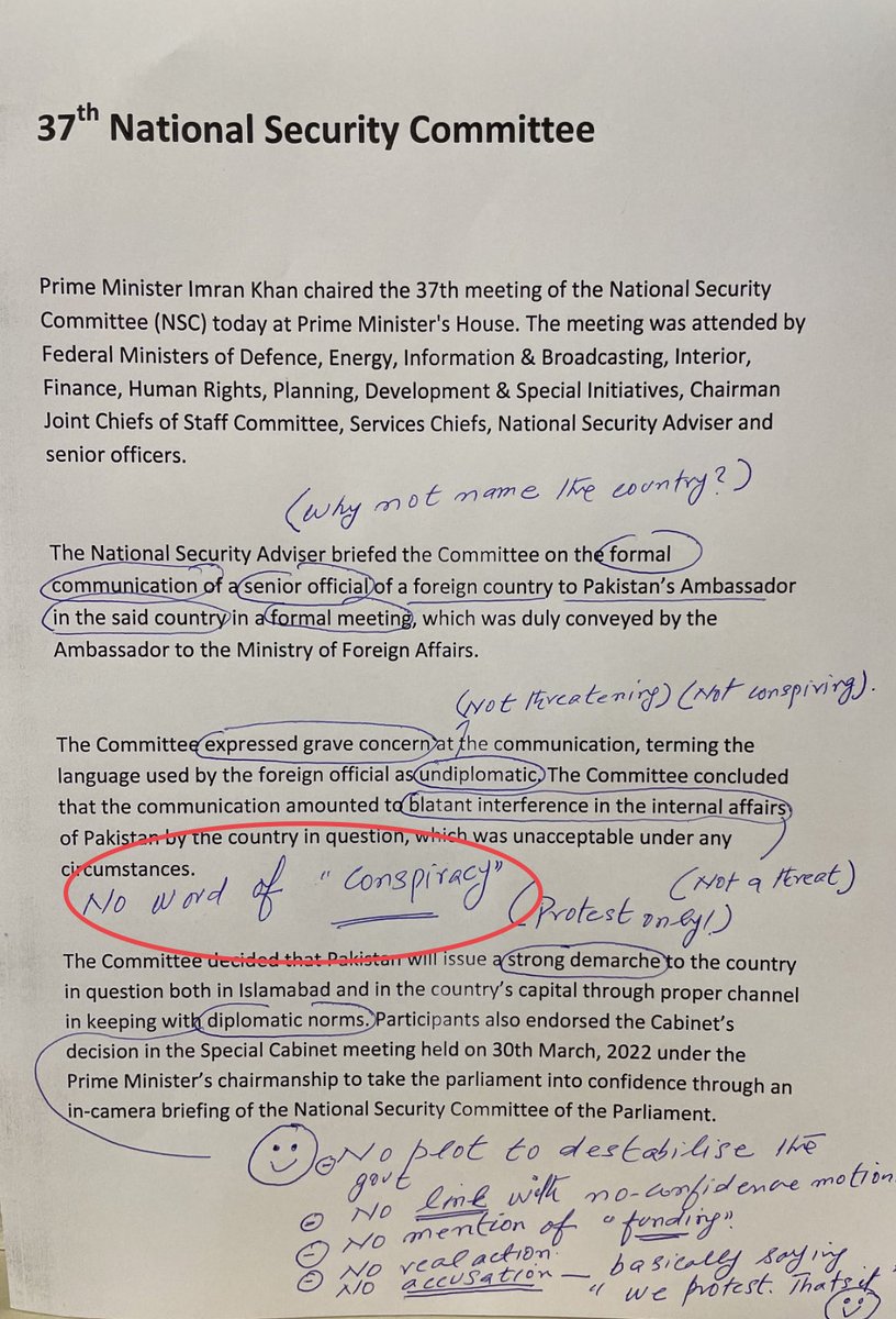 Reminder: I had analysed and tweeted National Security Committee press release on 31 March. It was bleeding obvious what the Establishment was saying to the nation and telling then PM Imran. Clearly, what Imran has done since has been desperate politics. Big gamble,now busted.