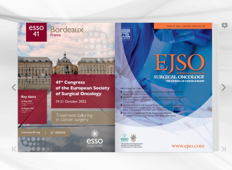 ESSOnews's tweet photo. Digital #EJSO @ejsotweets April 2022 is out ✅
Access it⤵️

🔗https://t.co/bmeWMakuWr

#surgicaloncology #oncologyjournal #cancersurgery #cancersurgeons #surgeons #openaccess #medtwitter https://t.co/KZ7d2HFBME