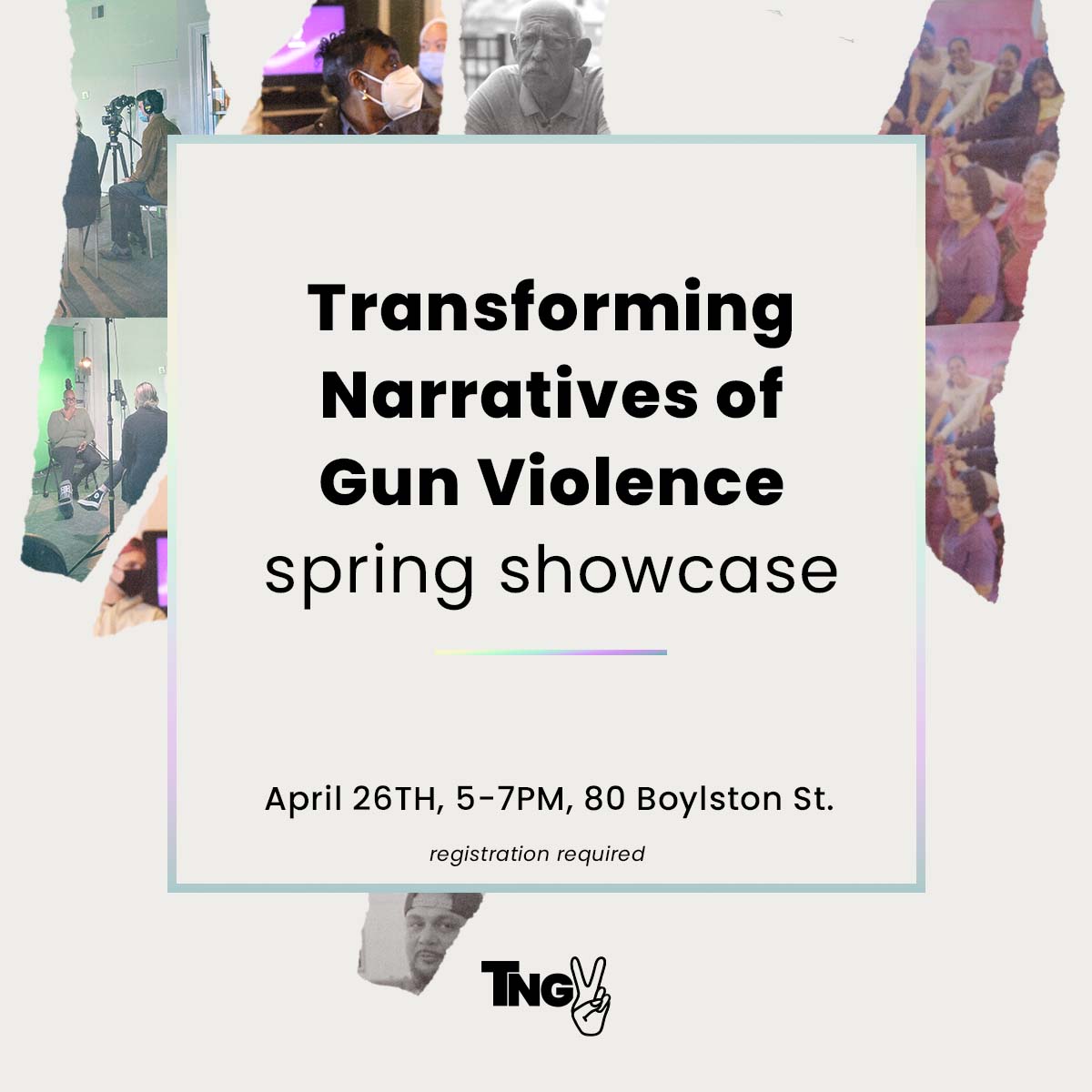 Join us on April 26th for the Transforming Narratives of Gun Violence Spring Showcase. We will be showcasing our work for the past semester and celebrating the launch of the website. FREE food and drinks will be provided! Register: eventbrite.com/e/tngv-spring-… @LDBpeaceInst @MGH_GVPC