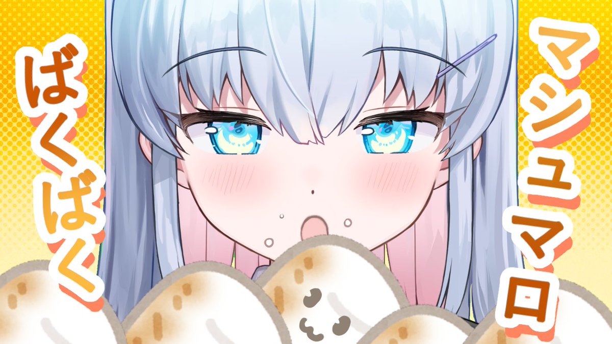 1girl food blue eyes solo food on face looking at viewer bangs  illustration images