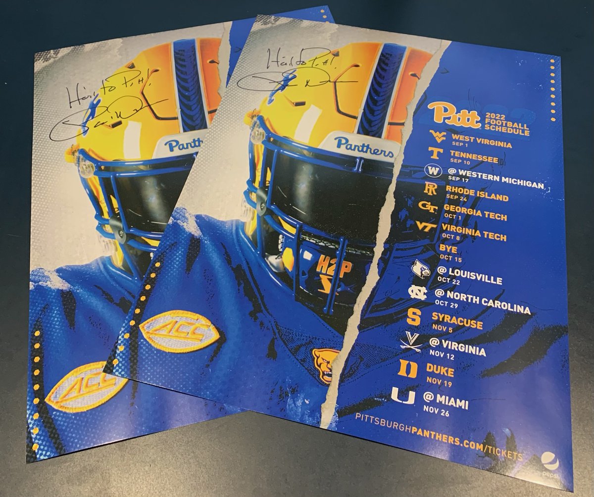 Pitt_TIX's tweet photo. 🏈 Pitt Football Contest 🏈

Enter to win two autographed Coach Narduzzi schedule posters!  

How to Enter:
1. Follow @Pitt_TIX 
2. Retweet this tweet
3. Tag a friend in the comments

Winner announced on April 22nd.

Purchase your season tickets today: https://t.co/i6qEMTVM89 https://t.co/CWWfbElexC