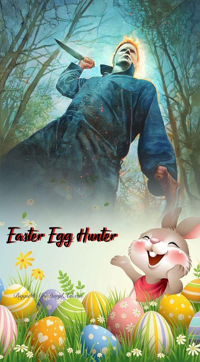 MrsDarylAdixon's tweet photo. Who are your fave Easter egg hunters? 🐰😊
Here are mine... 
#FreddyKrueger 🥚 
#MichaelMyers 🥚
#JasonVoorhees 🥚
#Pinhead 🥚
#HorrorFam #metalfamily #MutantFam #HorrorMovies #bizarreedits #darkart #Easter #EggHunt2022 https://t.co/g34g4hfcyK