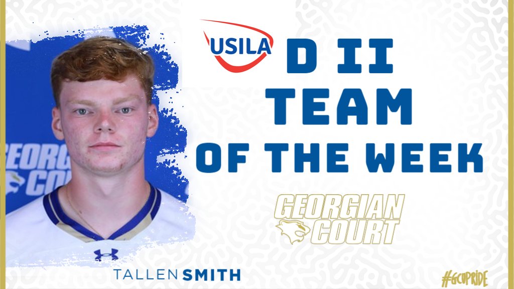 The weekly accolades keep on coming for Tallen Smith after the sophomore's 14-point showing (5 goals, 9 assists) over two <a href="/GeorgianCourtML/">GCU Men's Lacrosse</a> wins a week ago! #GCUPride <a href="/USILA_Lax/">USILA</a> <a href="/CACC01/">Central Atlantic Collegiate Conference</a> <a href="/Georgiancourt/">Georgian Court University</a>
