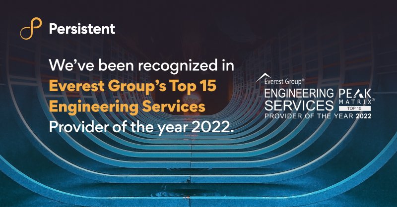 Persistentsys's tweet photo. Persistent has been recognized as Top 15 Engineering Services Provider of the Year 2022 in @EverestGroup’s PEAK Matrix® Provider of the Year awards.

Read more - https://t.co/4AGaWk7REk

#DigitalEngineering #SeeBeyondRiseAbove https://t.co/wEQfXIbvBH