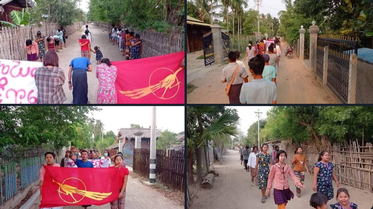 saikhmfa's tweet photo. Pro democracy youths in a village, Yinmarbin Township, are still marching with vigor to keep opposing the military dictatorship.   #RevolutionaryThingyan #2022Apr14Coup #WhatsHappeningInMyanmar https://t.co/gFQNEAJuDh