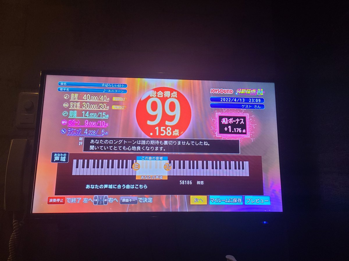 自己記録更新
JOYSOUNDでこれでしか出ないけど笑