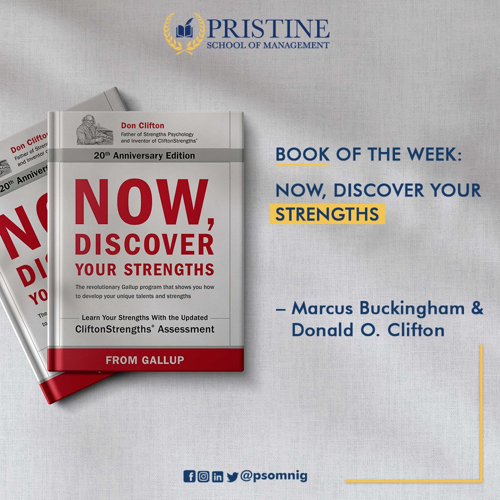 psomnig's tweet photo. This week's book of the week is 'Now,discover your strengths' by Marcus Buckingham and Donald O. Clifton.

The book shows you how to find your strengths why they're important to reaching your full potential.

#book #bookshelf #booknow #reading #bookclub #bookoftheday https://t.co/9DcxmpBFhC