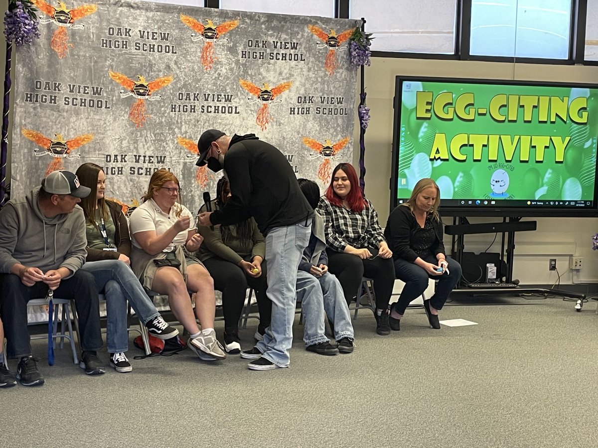 OVEC_Yucaipa's tweet photo. Our phenomenal campus monitors facilitated our first #Synergy assembly yesterday and our students and staff got to know each other better during their EGG-CITING activities! We’re all looking forward to our upcoming #SynergyWednesdays! #YCJUSDAllIn https://t.co/NIPCX5HCDp