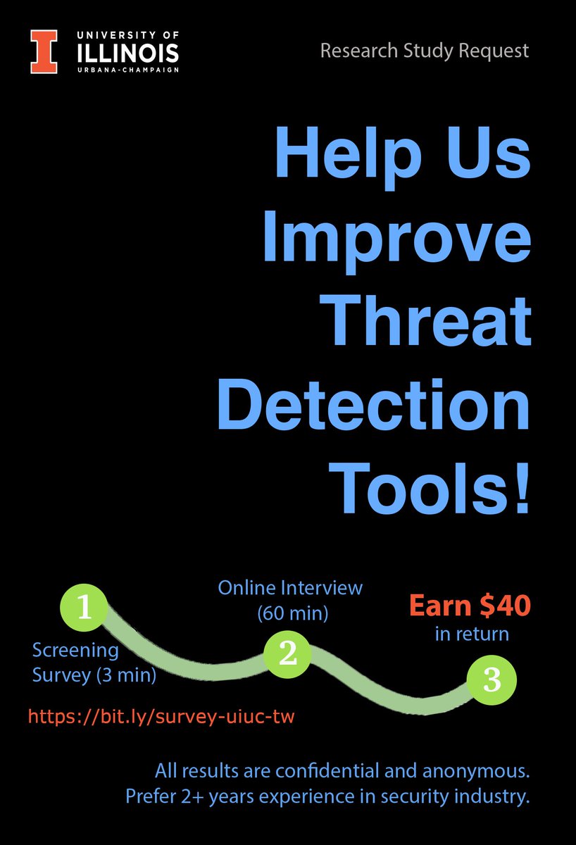 JaronMink's tweet photo. Do you frequently use or design threat detection/monitoring tools? Help us improve them!

If you’d like to be interviewed about your experiences,  consider being a part of our study at: https://t.co/pJ6W4ISva6 
#infosec  #security #networksecurity #soc #blueteam #ThreatHunting https://t.co/sb4FCTh2HW