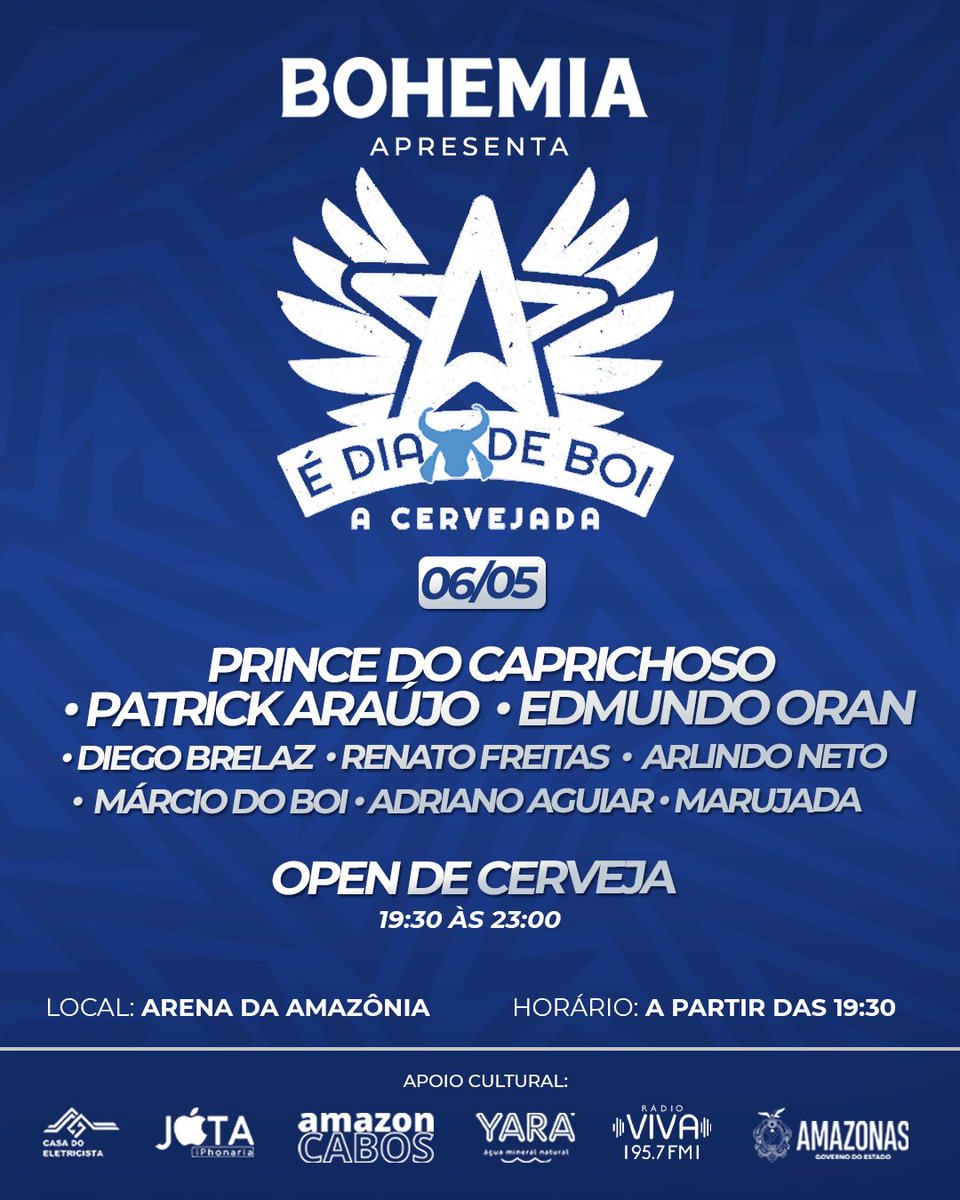 diegobrelaz's tweet image. Um dos maiores eventos da temporada! Quem vai? Aguardo vocês lá! #BlogAzul #ÉDiadeBoi #Caprichoso2022 💙