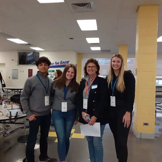 We enjoyed presenting this morning during Career Day at the junior high. PHS seniors and DECA members Kyle, Sydney and Kate did a terrific job coordinating speakers and managing the event. They are seen here with Ann Worden, publisher of The Buzz Book, who shared our time slot.