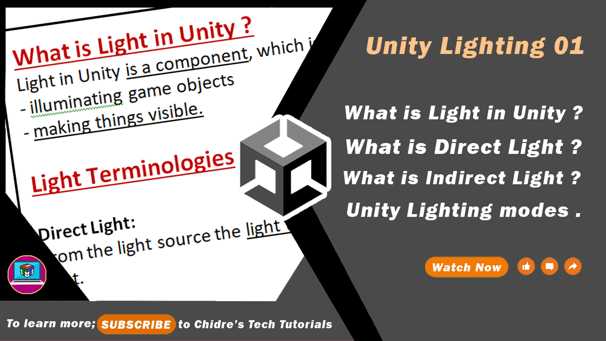 ManjunathChidre's tweet image. Let&apos;s understand; What is Light in Unity and various Lighting terminologies.
Watch Now: youtu.be/3c7to0MTa5I

Unity Lighting Tutorials Playlist:
bit.ly/3xuzdTU

#UnityLighting #UnityLightingTutorial #Unity #UnityTutorial #Unity3D #Unity3DTutorial #ChidresTechTutorials