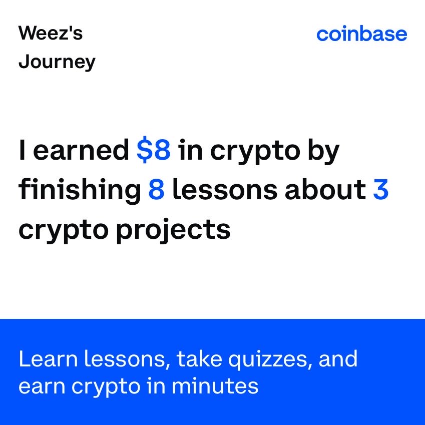 Weez_Pop's tweet photo. I've earned $8 so far by learning about crypto on @Coinbase. See how much you can earn at: https://t.co/GsUa86dikE https://t.co/vc4wok8TeO