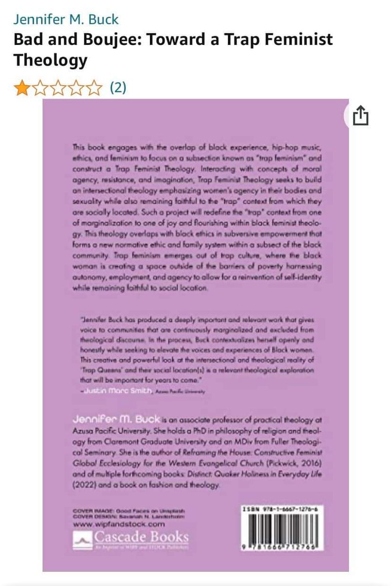 mswsaturn's tweet photo. Beware! Please read beyond the photo and title. White author attempting to write about the Black experience. Trap feminist theology. The audacity! Sitchoassdownsomewhere Jennifer you aint qualified!! #JenniferMBuck #CascadeBooks https://t.co/3XLrd4MtR8