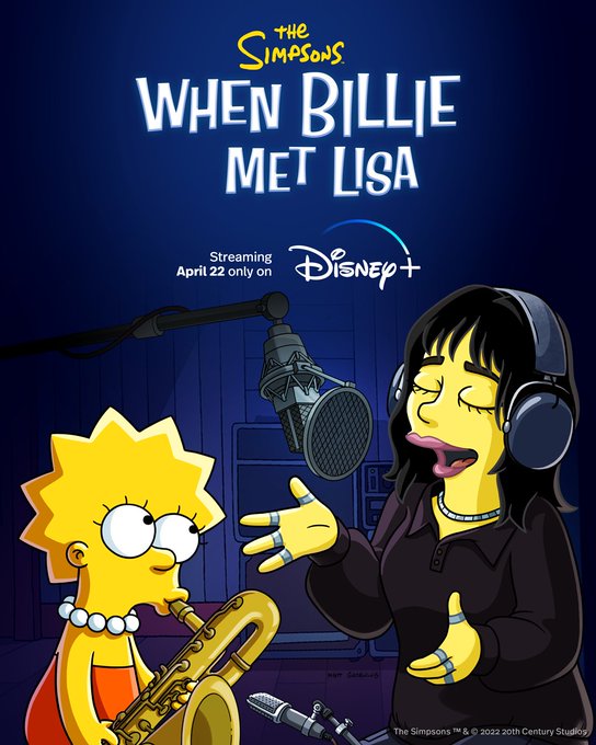 Billie is guest starring in @TheSimpsons: “When Billie Met Lisa”, the new short streaming April 22 on