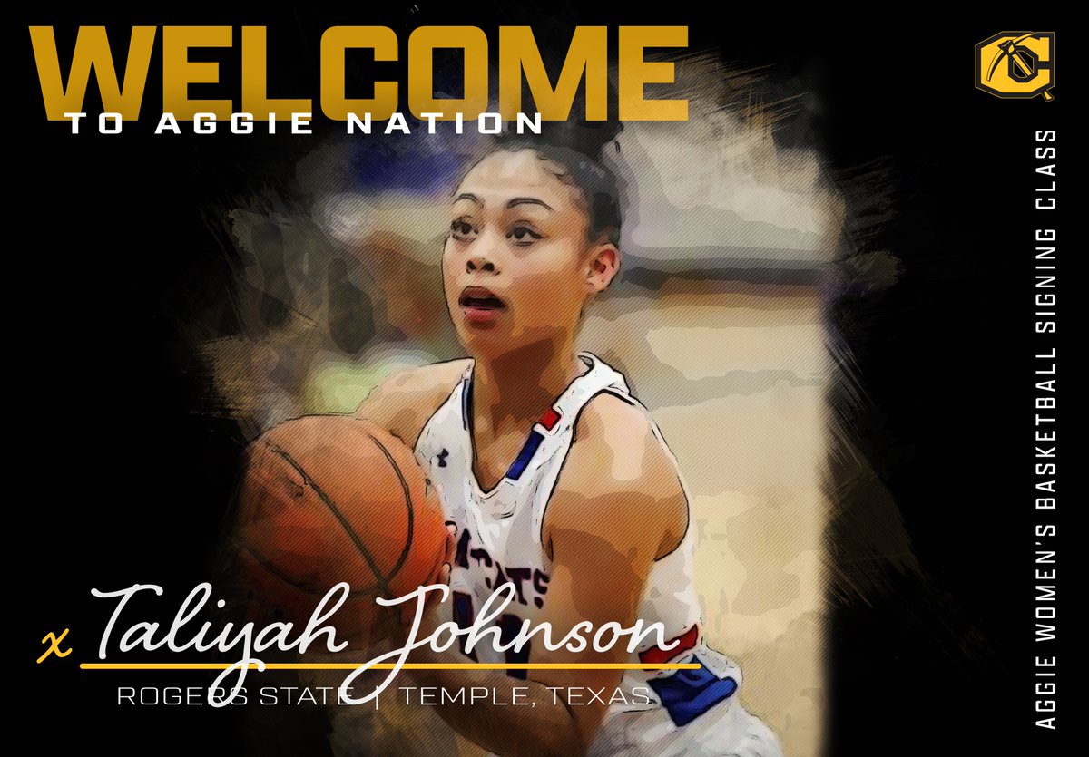 cuaggieathletic's tweet photo. WBB | 2022 SIGNING CLASS

@AggiesWBB inks speedy left-handed point guard Taliyah Johnson from Rogers State and Temple, TX!

#CUhoops #BackTheAxe⛏️ https://t.co/CyWBEDECt7