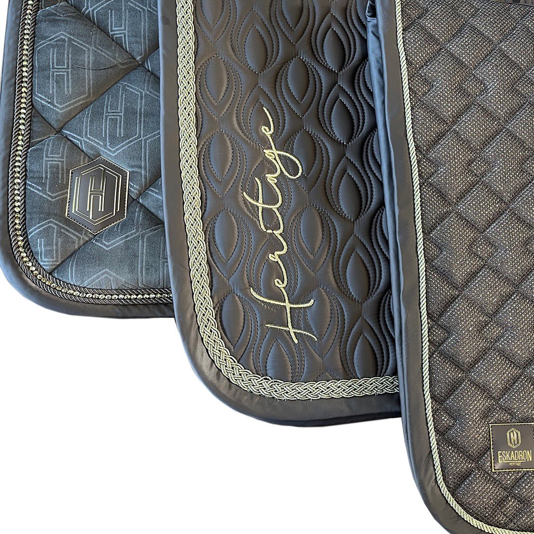 1, 2 or 3?! 🌟🤎 

We are obsessing over how many stunning saddle pad designs are in the Heritage collection! Velvet, gloss &amp; glitter ✨

#pikeur #eskadron #ss22 #equestrianstyle #getthelook #explore #horsegoals #shopnow #heritage #browns #plazataupe #designs #velvet #glitter