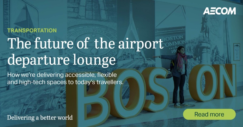 AECOM's tweet photo. Travelers are taking to the skies—and they’re returning to more inviting, tech-friendly spaces. Learn more about how our experts are delivering a new generation of airport lounges to serve today’s travelers. @AECOMTransport