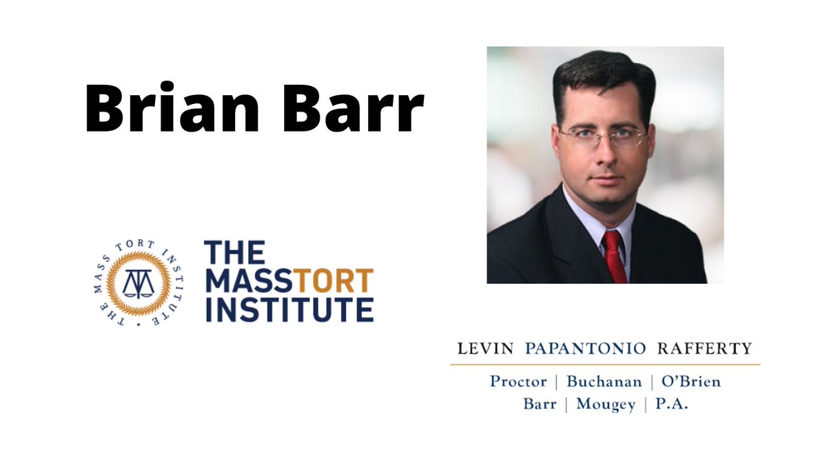 This week's #attorneyspotlight is on Brian Barr of <a href="/LevinPapantonio/">Levin Papantonio Law Firm</a>. Barr specializes in #masstorts, class actions, and environmental cases throughout the U.S. He is currently co-liaison counsel in the #3M Combat Arms Earplugs #MDL in Florida. 

#lawyers #spotlight #mti