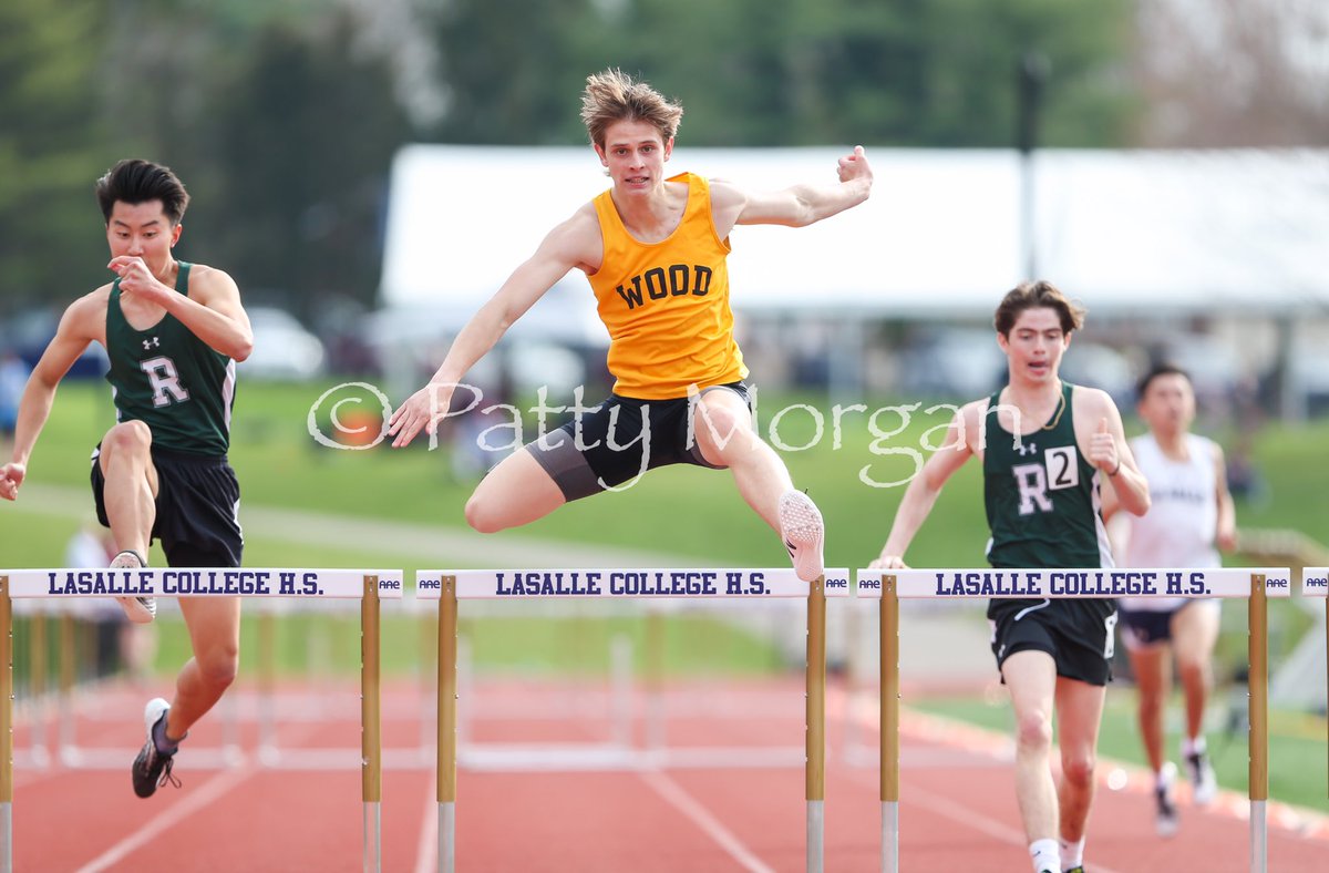 Explorers Invite 2022 - Archbishop Wood’s David Piotrowski 2nd place 300h 43.01 also took 2nd in HJ 5-10. #phillysportsdigest #pattymorganphotography