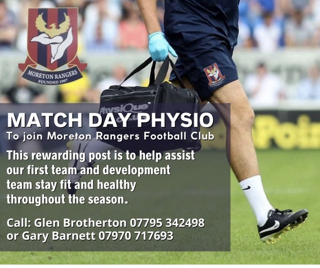 MoretonRangers's tweet image. A couple of positions available to help improve our club; please contact the numbers on the advert or message us on here. 🔴🔵