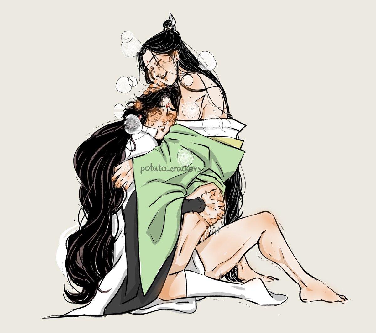 potato_crackers's tweet photo. nsfw//
[repost] 
yesterday was the one year anniversary of my fic "Peak Lord Of Qing Jing Peak Reveals His Secrets On Improving Focus"
In celebration I'm reposting the art from the fic bc I still love it lmao 
#bingqiu #svsss https://t.co/LKB10ANccB