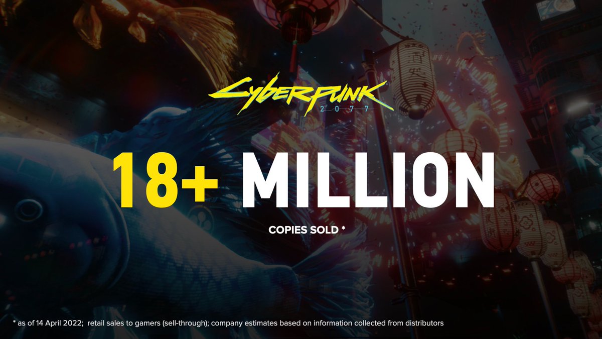AR_Cyberpunk's tweet photo. بحسب الحساب المالي فقد تم بيع اكثر من 18 مليون نسخة من #Cyberpunk2077 https://t.co/ubBUrqClO7