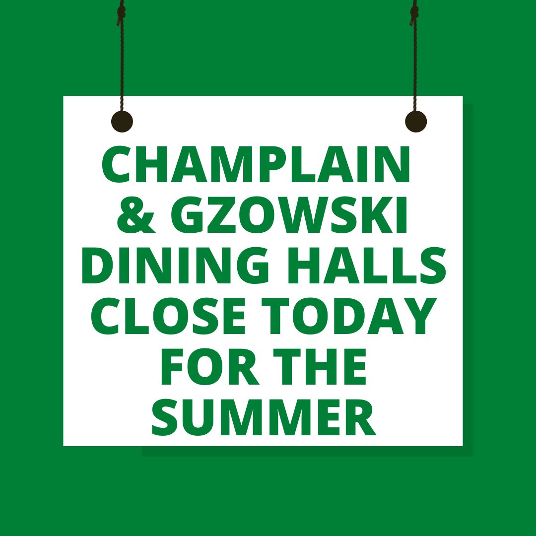Please stop by <a href="/ChamplainTrentU/">Champlain College</a> &amp; @GzowskiCollege today and say goodbye to our staff for the summer! ☀️ Champlain will close at 8pm &amp; Gzowski at 5pm