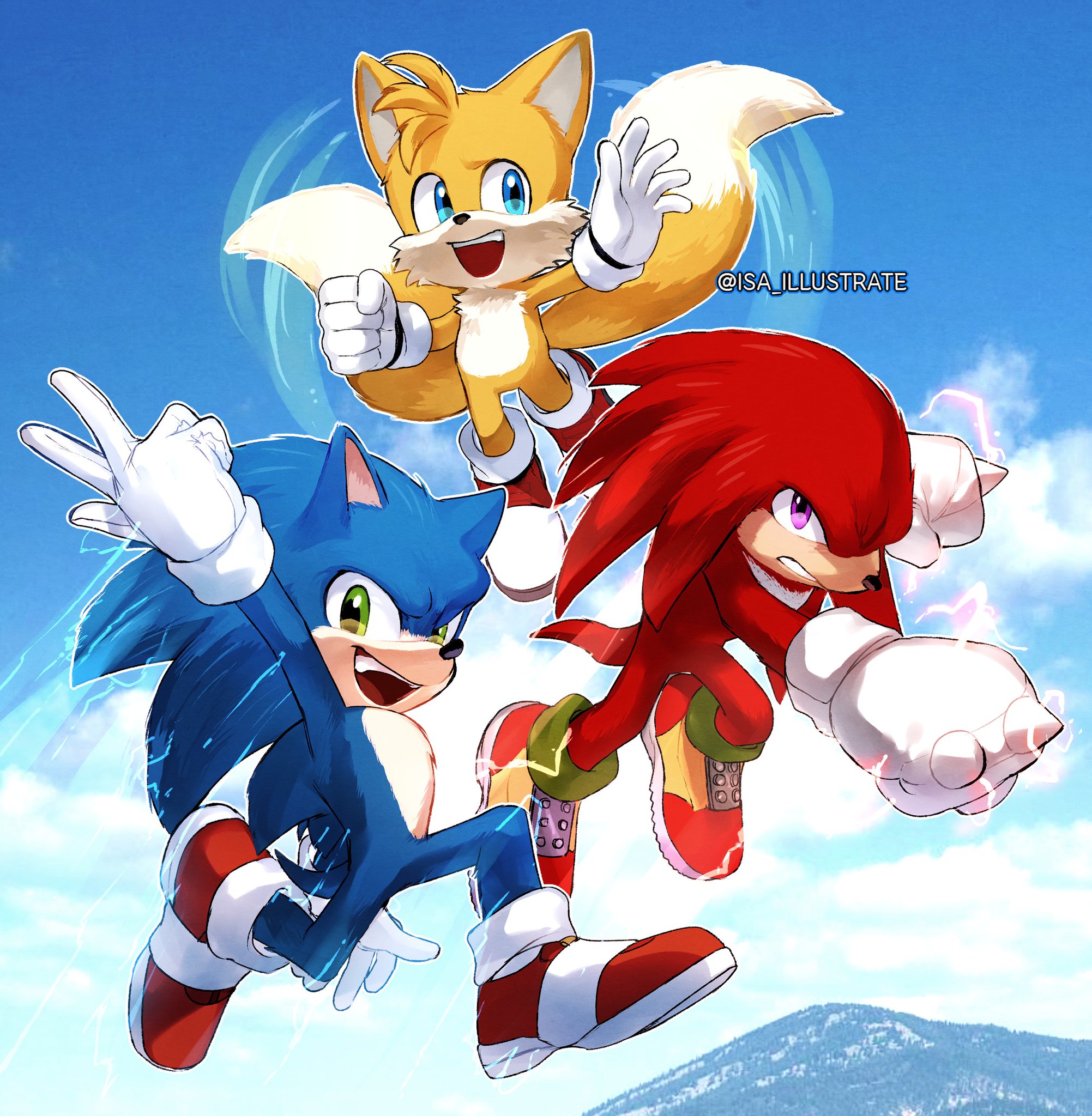 NattStar ⭐✏️ on X: Team Sonic! 💛💙❤️ #SonicMovie2 #Sonic #Tails  #KnucklesTheEchidna  / X