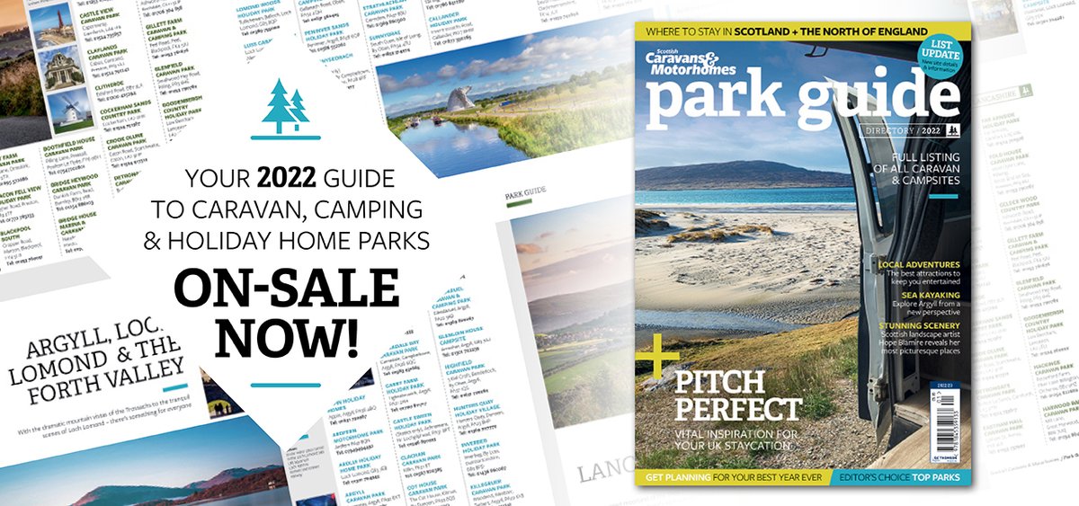 ScotsCaravanMag's tweet photo. Your latest Park Guide is out now!

Scottish Caravans &amp; Motorhomes Park Guide 2022 is the definitive glove-box sized handbook to caravan parks and camping sites across Scotland and the north of England. 

Your travel plans start here: https://t.co/j0yavgb3RR https://t.co/YE14Xx64tQ
