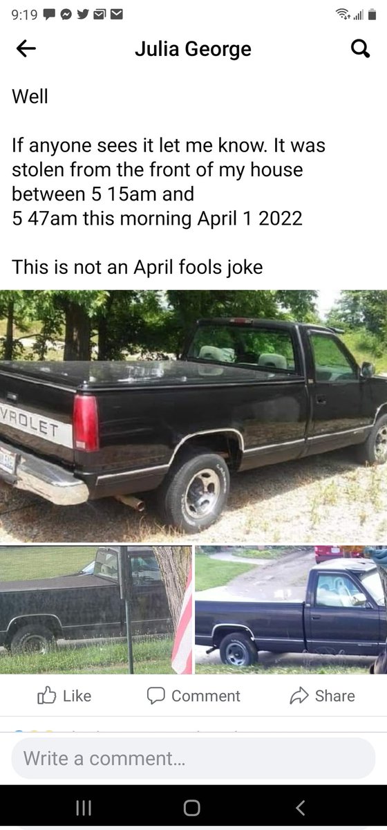 JuliaNotaryOH's tweet photo. @DonaldJTrumpJr Or when my truck gets stolen from the front of my house!....? https://t.co/R5jhNMri29