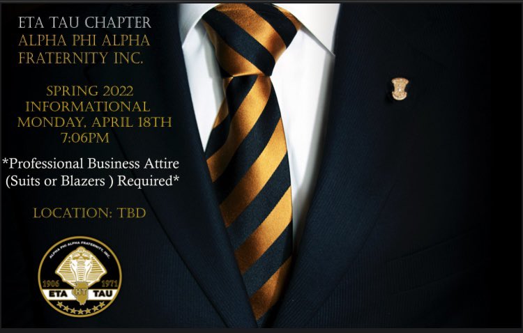 ETA_TAU1906's tweet image. Come out Monday  and learn how to become a member of Alpha Phi Alpha Fraternity Inc.🤙🏽. Blazers and ties are REQUIRED‼️ #FirstOfAll #ISU21 #ISU22 #ISU23 #ISU24 #ISU25.        docs.google.com/forms/u/0/d/e/…