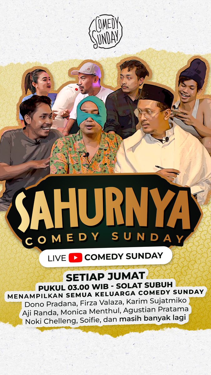 donopradana's tweet photo. Jangan lupa nanti nonton ini ya live di youtube @comedy_sunday https://t.co/roc05UL4yP