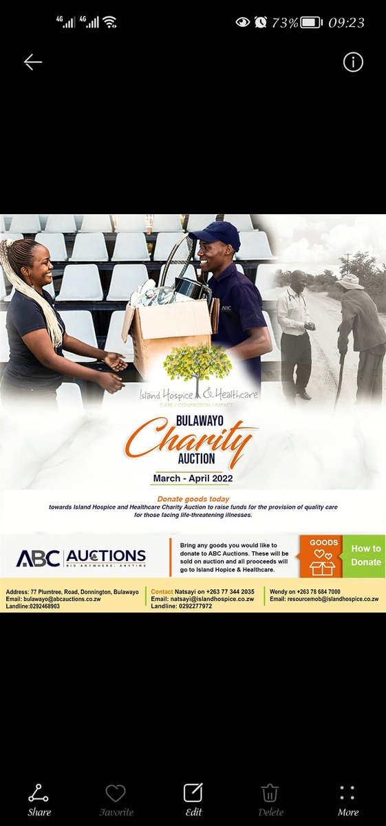 Island Hospice Zim (@islandhospicezw) on Twitter photo Donate goods towards <a href="/IslandHospiceZW/">Island Hospice Zim</a> ABC Byo Charity Auction to raise funds for the provision of quality care for those facing life-threatening illnesses. Donate goods towards <a href="/IslandHospiceZW/">Island Hospice Zim</a> ABC Byo Charity Auction to raise funds for the provision of quality care for those facing life-threatening illnesses.