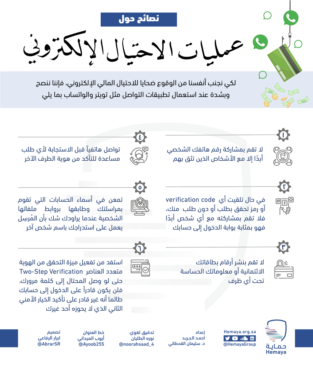 حتى تتجنب الوقوع ضحية للاحتيال المالي الإلكتروني، أتبع أهم النصائح عند استخدامك وسائل التواصل الاجتماعي

#حماية