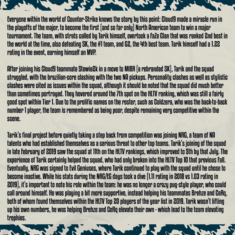 spraycontrolcs's tweet photo. 🖊️ @tarik wasn't always just a Valorant streamer. @perenne_1 reminds us who the North American trailblazer used to be, and walks us through his career before his streaming.

#counterstrike #esports #csgo https://t.co/lBwGLBd2F0