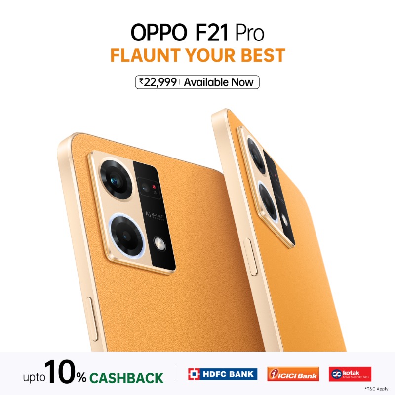 OPPOIndia's tweet photo. Get ready to #FlauntYourBest With the all new #OPPOF21ProSeries with the Industry-First Fiberglass Leather Design &amp; Flagship IMX709 Selfie Sensor &amp; much more.

Buy Now at just ₹22,999