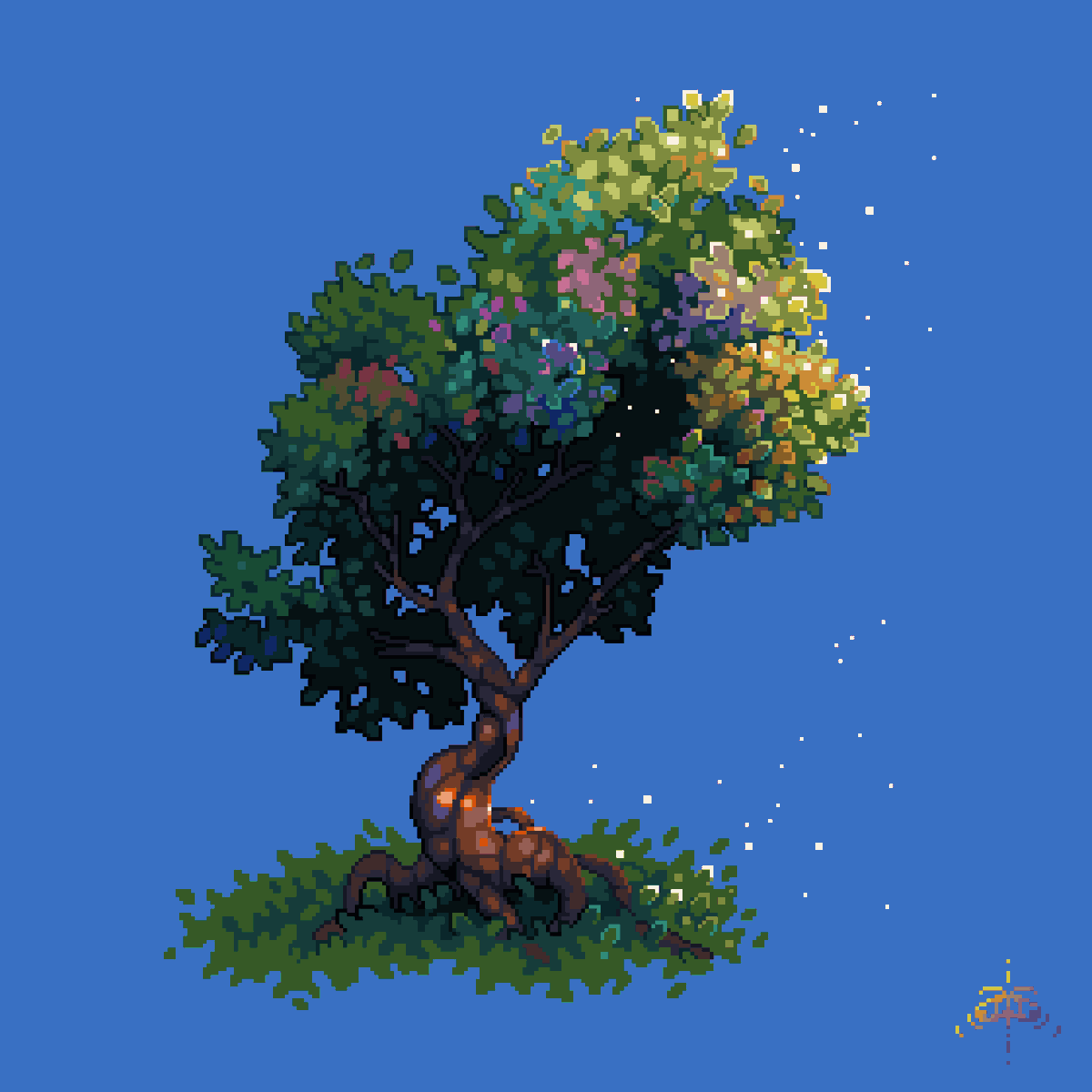 Chrysoperla2's tweet photo. Rainbow tree but very late https://t.co/v7comi9FIy