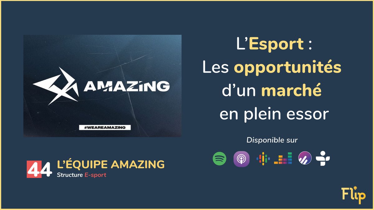 [#Podcast 🆕] Comment se structure le marché de l'#Esport et quelles en sont les opportunités ? 

🎙️Conversation avec l'équipe <a href="/WeAreAmazing/">Amazing 🟥</a> : 
@Amazing_Mazvil <a href="/Amazing_Madxz/">Madxz</a>  <a href="/EudoxieGG/">Eudoxie 🐉</a> !

🎧 Bonne écoute 👉bit.ly/3jGXNss via 
<a href="/FliplePodcast/">Flip le Podcast</a>