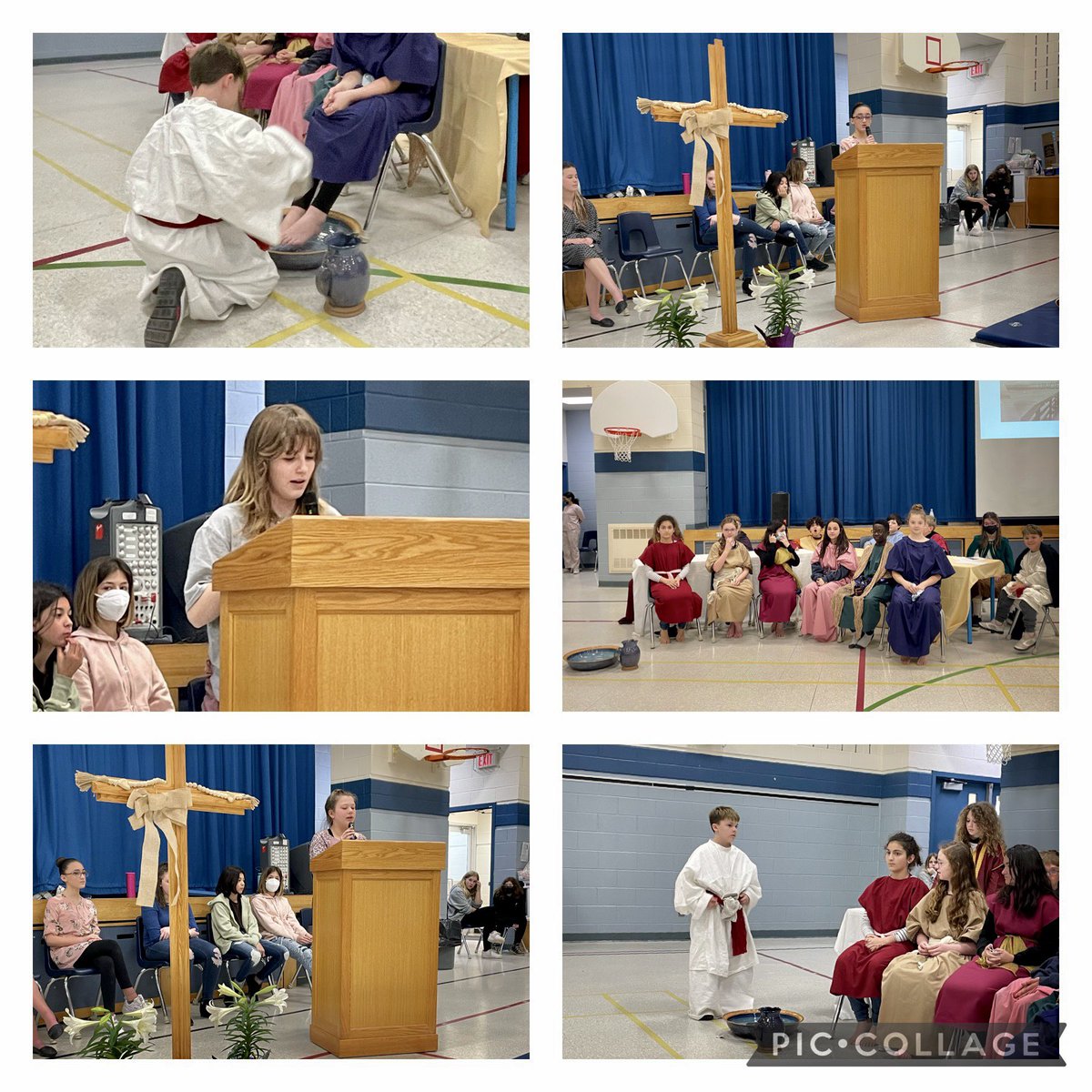The grade 6/7 students did a fabulous job leading our school in the Washing Of The Feet liturgy. Well done !! <a href="/hfcatholic/">Holy Family Catholic Elementary School</a>